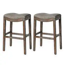 Maven Lane - Adrien Backless Saddle Kitchen Bar Stool, Finish, Set of 2 - Walnut