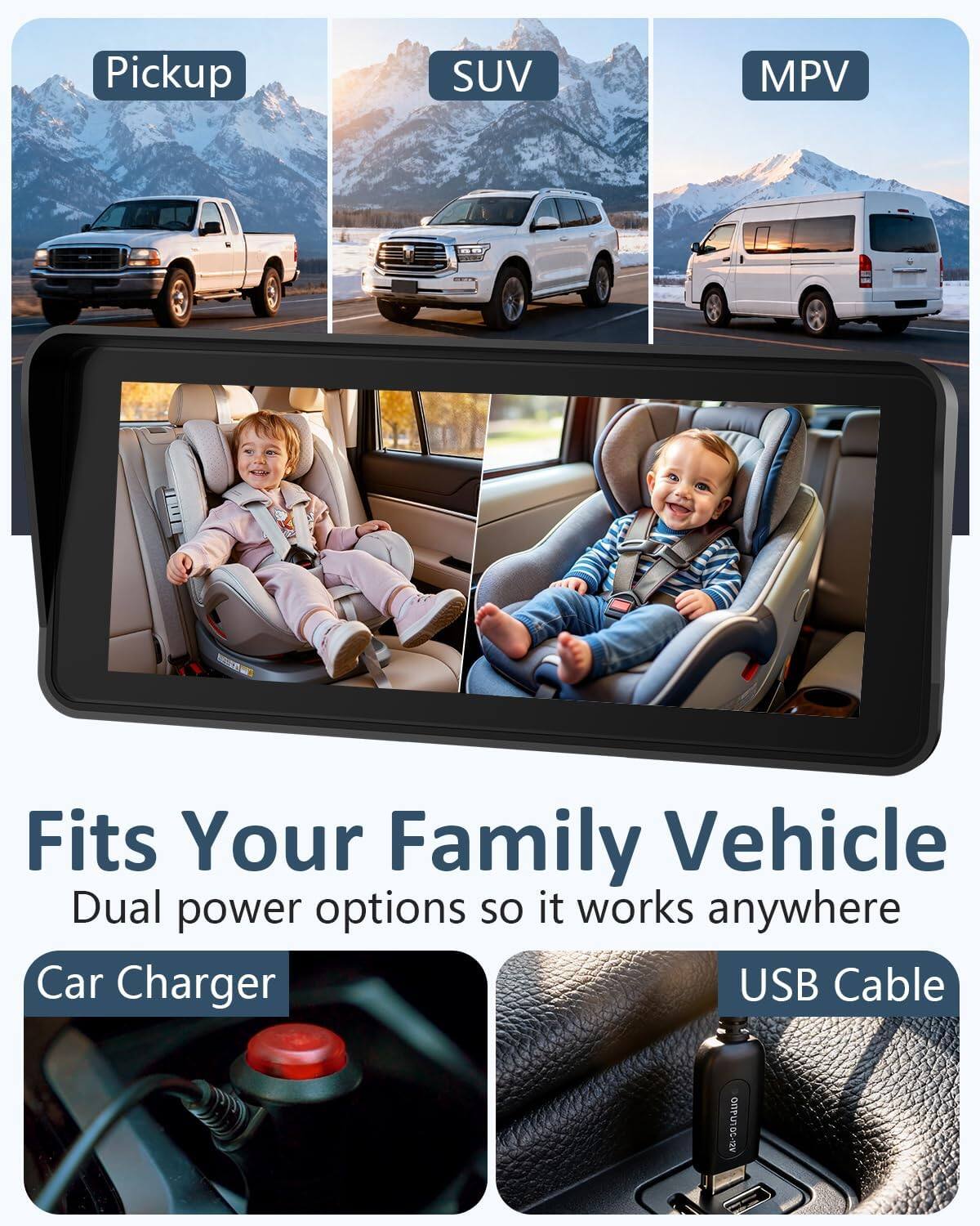Pickup SUV MPV Fits Your Family Vehicle Dual power options so it works anywhere Car Charger USB Cable ONPU10G-12