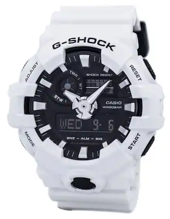 G-SHOCK
ADJUST
TMR
SHOCK RESIST
10 20 30 40 50
RESET
WT
STW
CASIO
WR20BAR
MODE
WED 9-6
SNZ - ALM - SIG
ILLUMINATOR
START