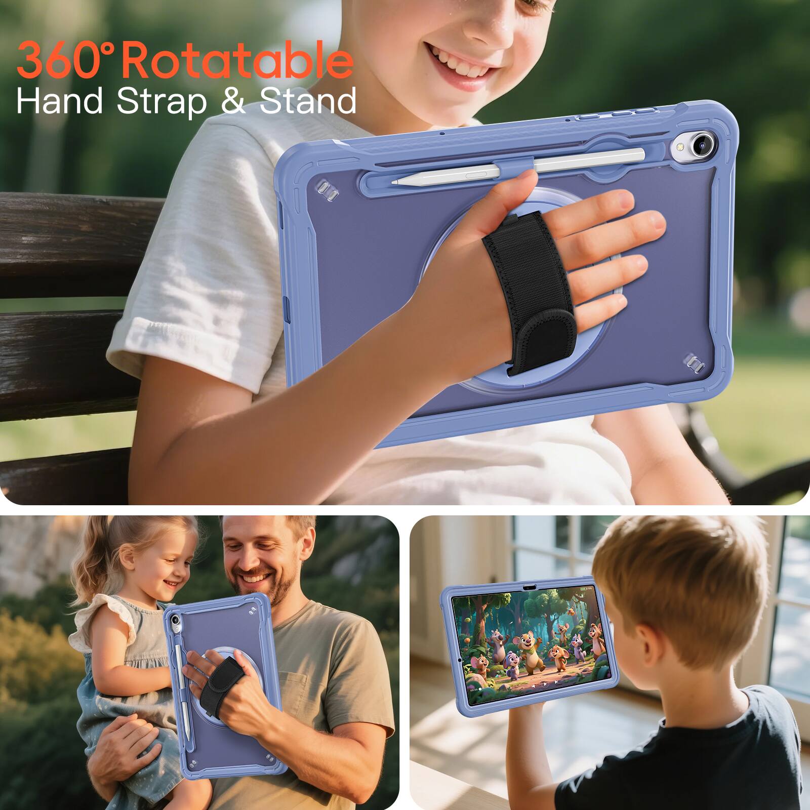 360° Rotatable Hand Strap & Stand