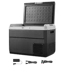 Front. VEVOR - 12 Volt Car Refrigerator, 52.8QT/50L Car Fridge, Portable Electric Cooler with -4℉~68℉ Adjustable Temperature - Black.