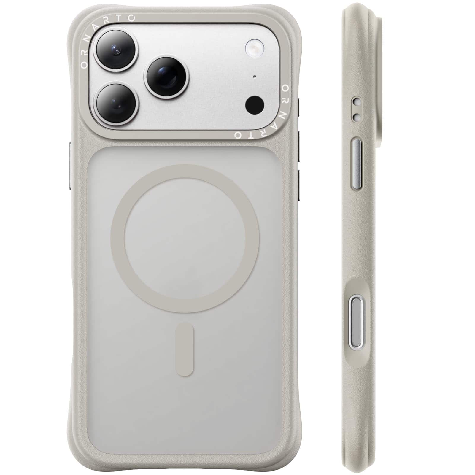 Ornarto - for iPhone 17 Pro Max Case 6.9", Slim Shockproof Translucent Matte Phone Case with MagSafe - Stone Gray