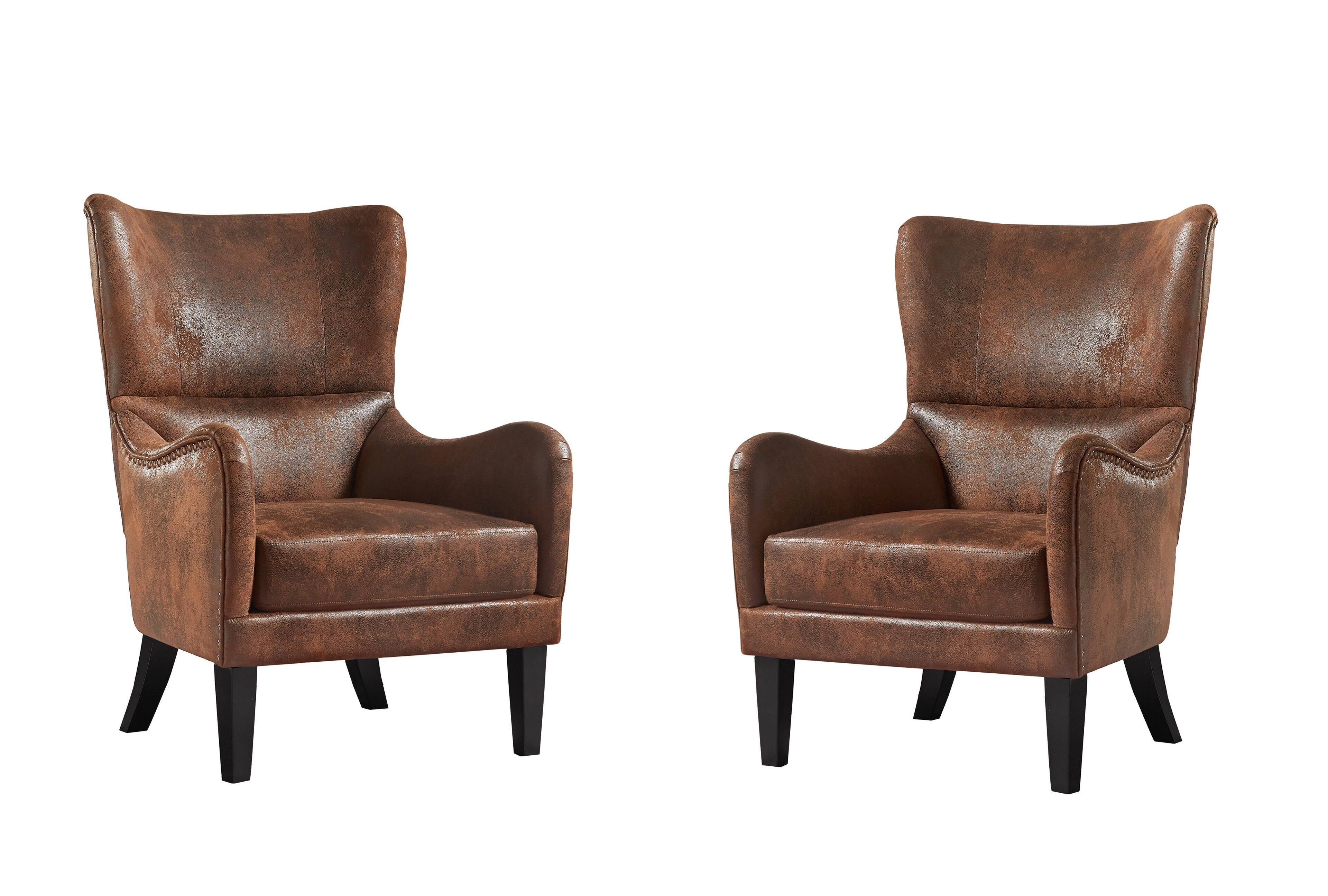 Left. APRILSOUL - Studded Arm Chair Living Room Study Bedroom Set of 2 - Brown.