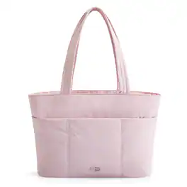 Bagsmart - Padded Laptop Tote Bag for Women, 14 Inch Waterproof Work Shoulder Bag with Luggage Strap, Organized Gym Travel Bag - Pink