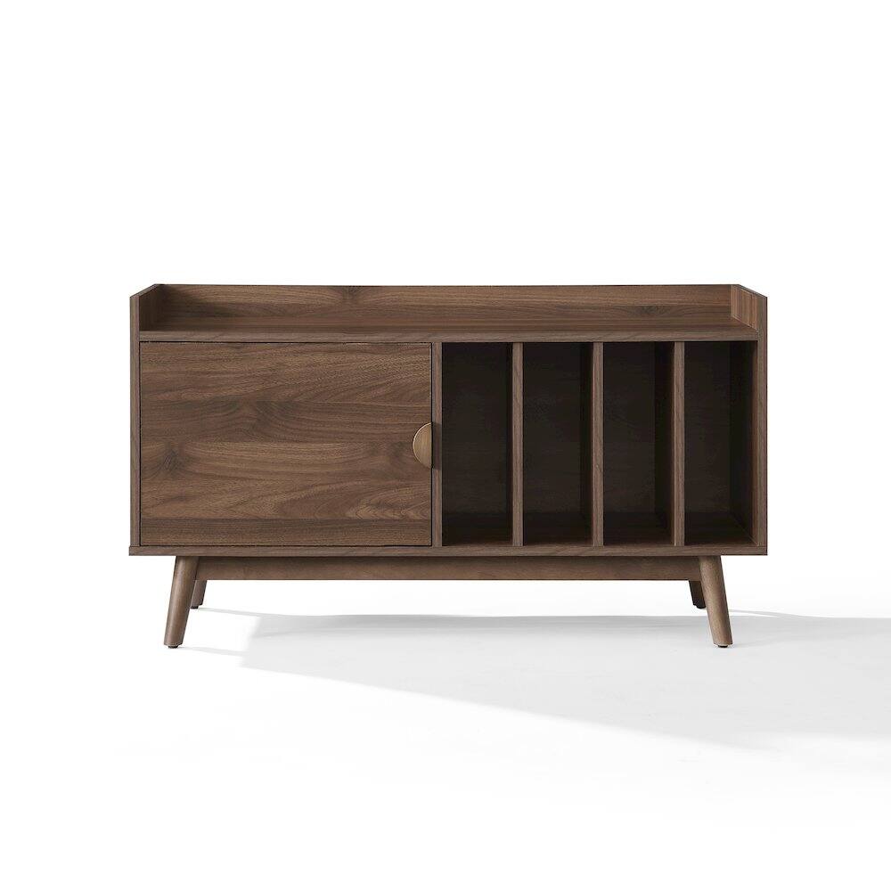 Alt View 2. Crosley Furniture - Skylar Mid-Century Record Player Cabinet with Vinyl Storage, Turntable Stand - Brown.