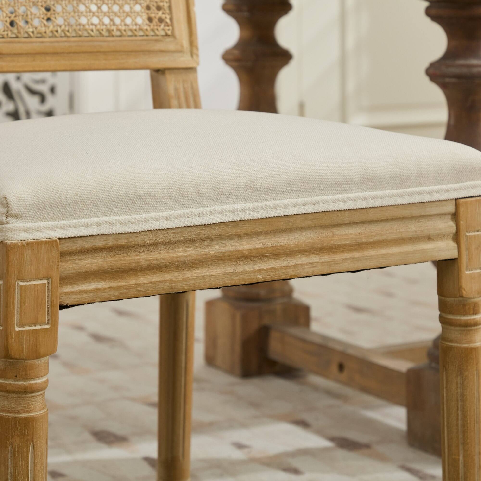 Alt View 9. GOODSILO - French-Inspired Dining Chairs Set of 2 with Rattan Backrest and Solid Wood Frame for Elegant Home Decor - Beige.