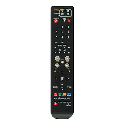 INPUT SEL SELECT TH USB DTWANALOG - DVD - HOD STANDRY/ON OPENI IN CLOSE LAACEYON 1 2 3 4 5 6 7 8 9 TKON 0 COrY SEE REPEAT PAUSE a H STOP PLAY 4 *. + TVMUTE TV VOL 2o PROG MENU m RETURN OK OL USI adic MN 10 1ST TILE N & a CUCH INFO SUBTITLE MARKER I TEXT TURADIO FAVLIST TIMER XFC REGWODE AUDHO KKC PALSA " TIME SHFT