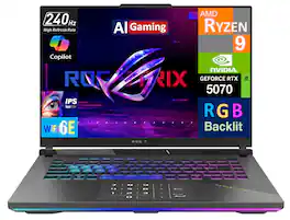 ASUS - ROG Strix G16 Laptop 16.0 WQXGA Display (AMD Ryzen 9 9955HX, 32GB DDR5, 1TB PCIe SSD, Win 11 Pro) - Eclipse Gray