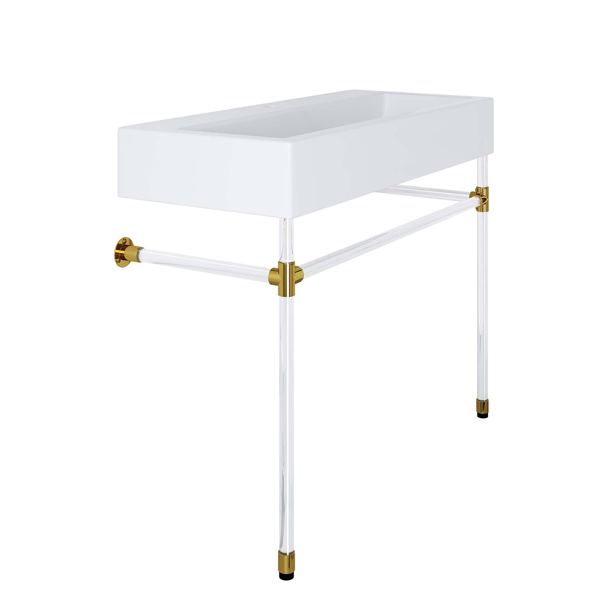 Back. Modway - Redeem Wall-Mount Bathroom Vanity Basin Included - Clear White.