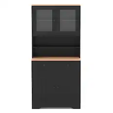 Front. Costway - Costway Pantry Cabinet 67" Tall Kitchen Floor Cabinet with 2 Removable Shelves 2 Drawers - Black.