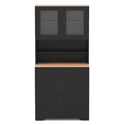 Front. Costway - Costway Pantry Cabinet 67" Tall Kitchen Floor Cabinet with 2 Removable Shelves 2 Drawers - Black.