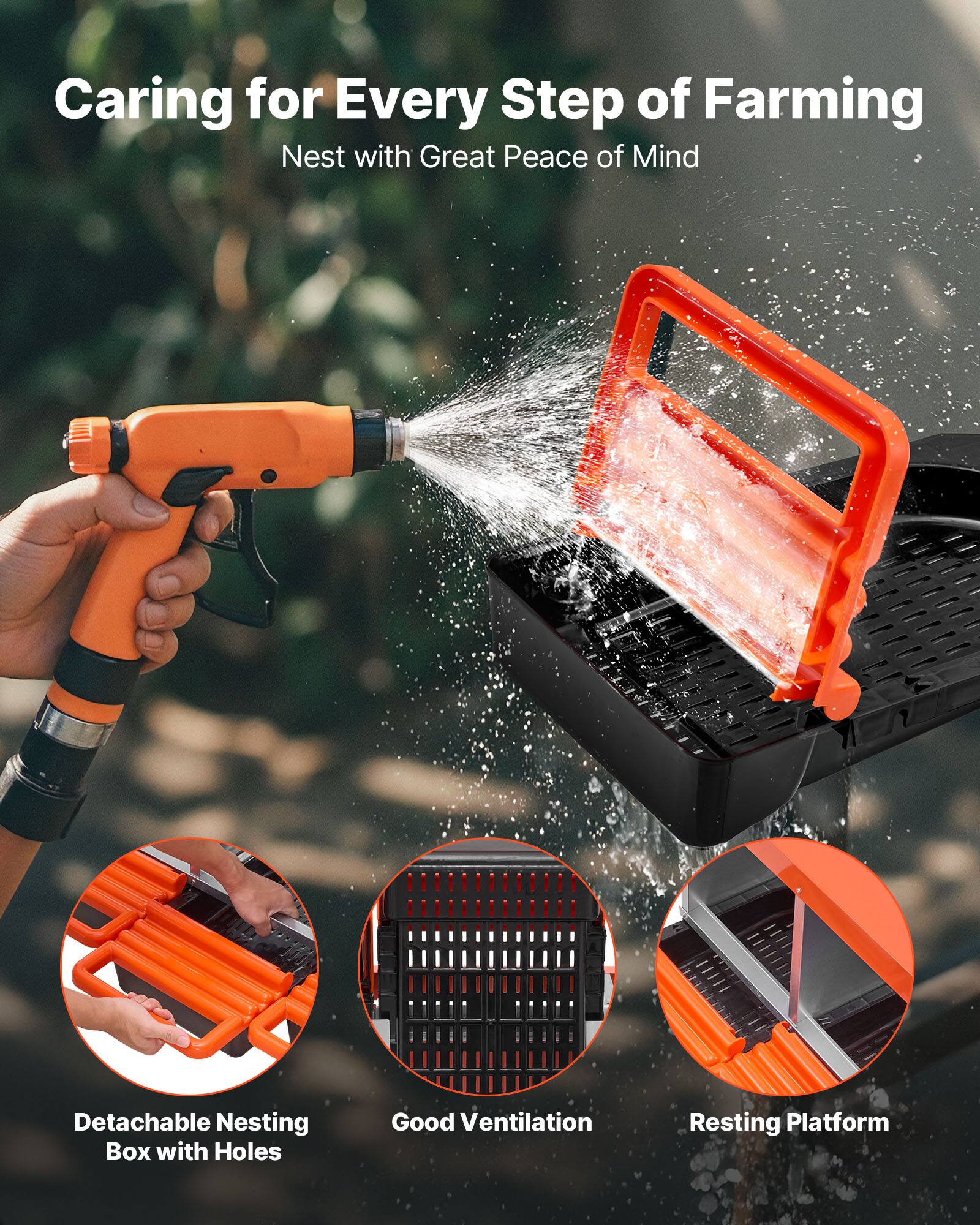 Caring for Every Step of Farming  
Nest with Great Peace of Mind  

- Detachable Nesting Box with Holes  
- Good Ventilation  
- Resting Platform