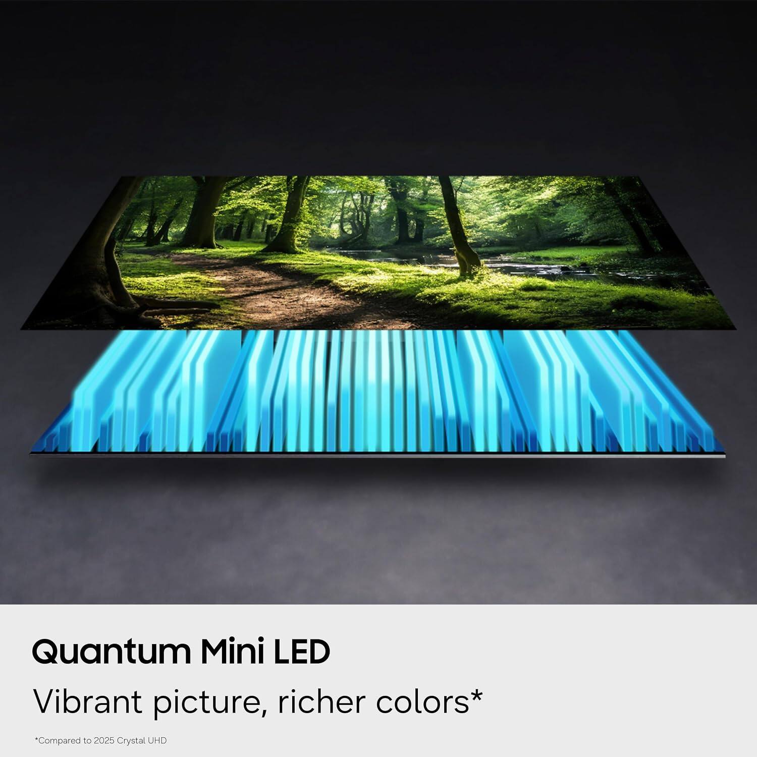 Quantum Mini LED  
Vibrant picture, richer colors*  
*Compared to 2025 Crystal UHD