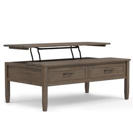 Simpli Home - Ela SOLID WOOD 48 inch Wide Rectangle Transitional Lift Top Coffee Table - Smoky Brown
