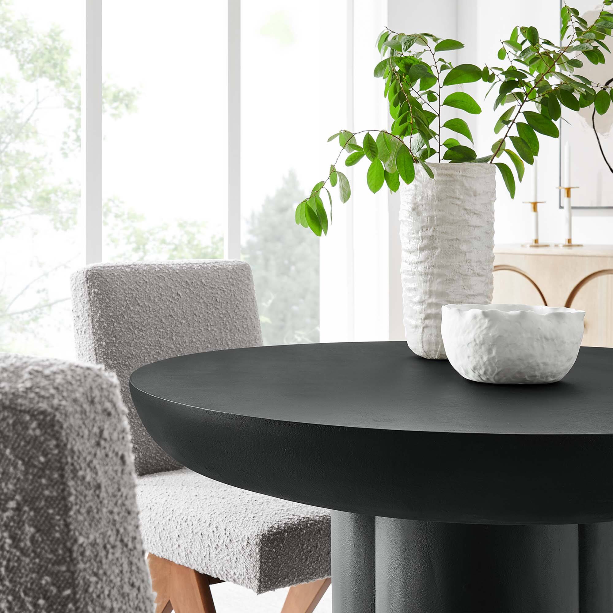 Alt View 1. Modway - Caspian 40" Round Concrete Dining Table by Modway - Black.