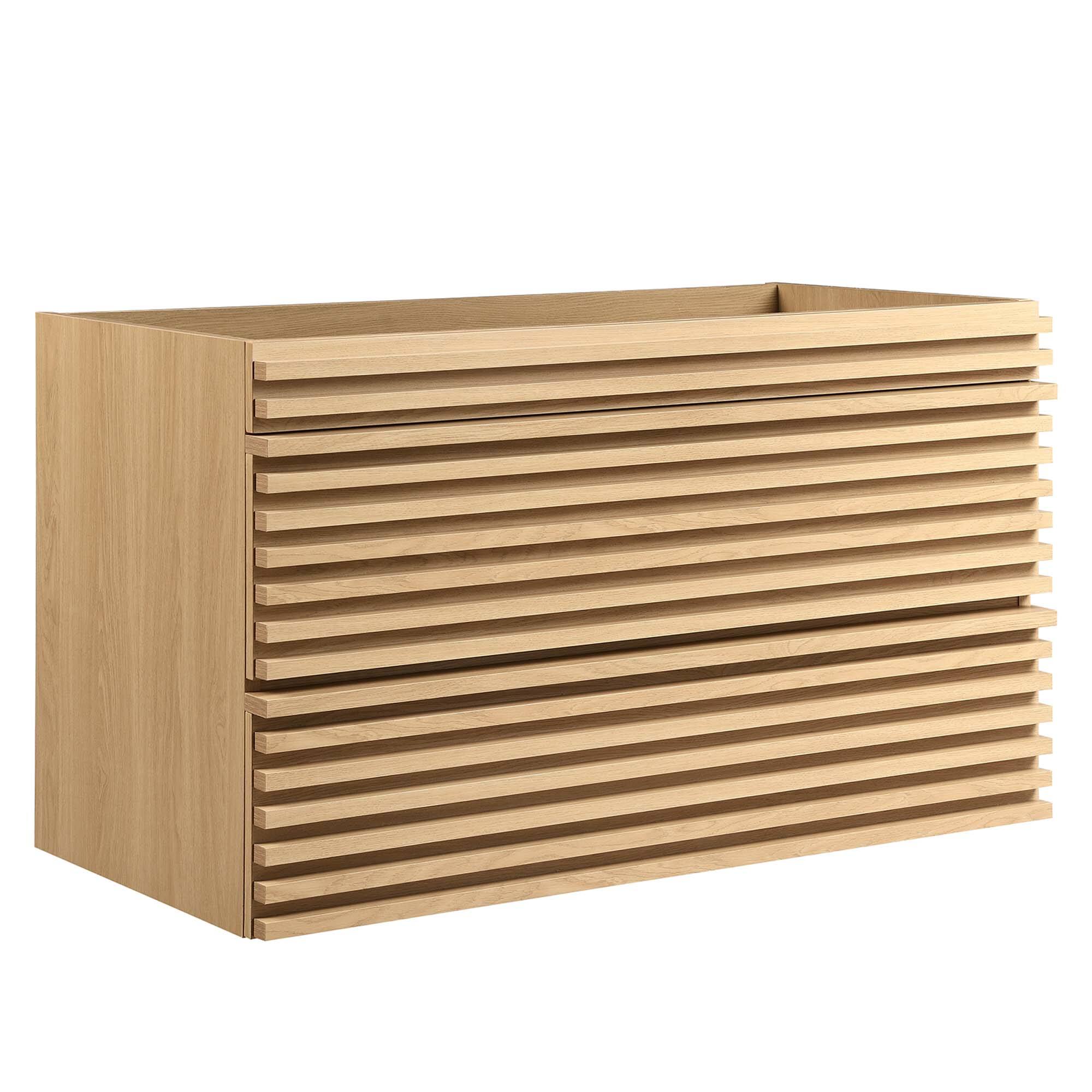 Angle. Modway - Render Wall-Mount Bathroom Cabinet Basin Not Included by Modway - Oak.