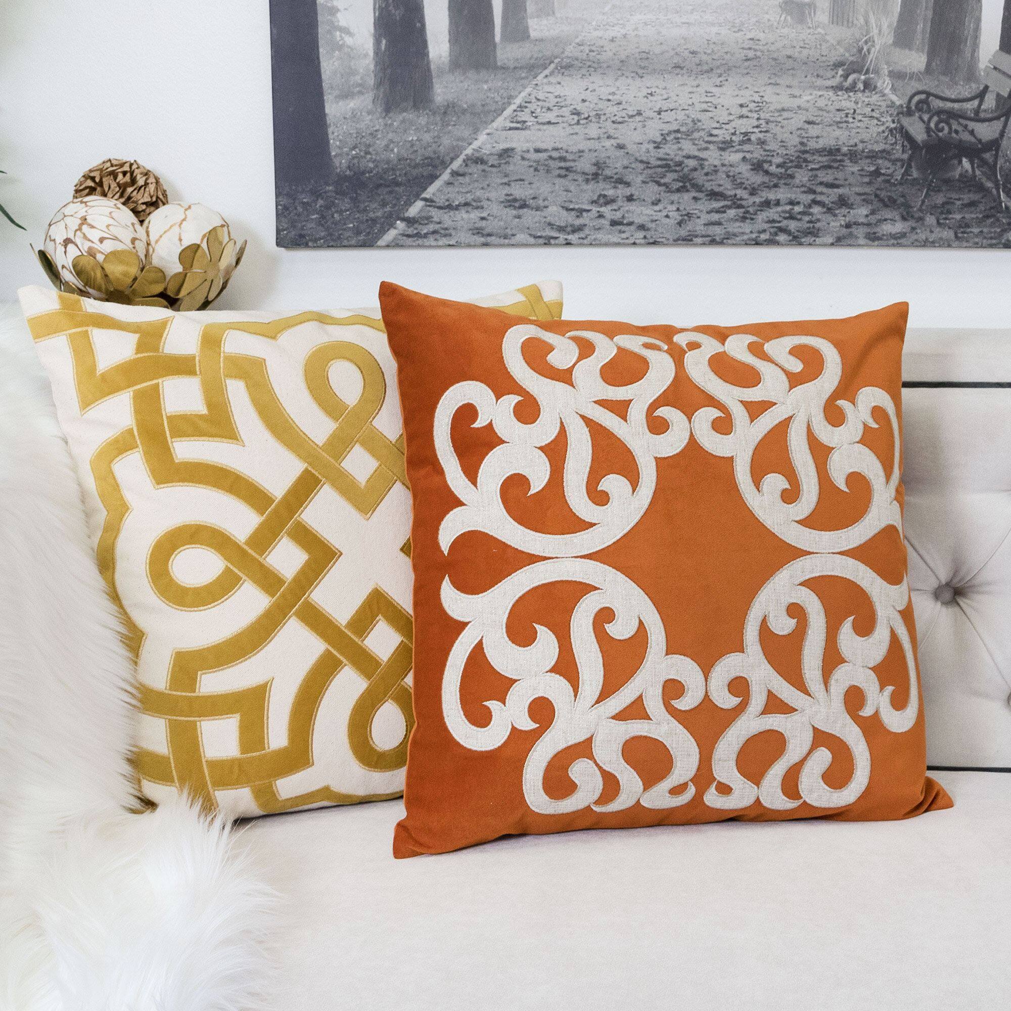 Angle. LuXeo - Square Velvet Pillow Cover & Insert - SPICE.