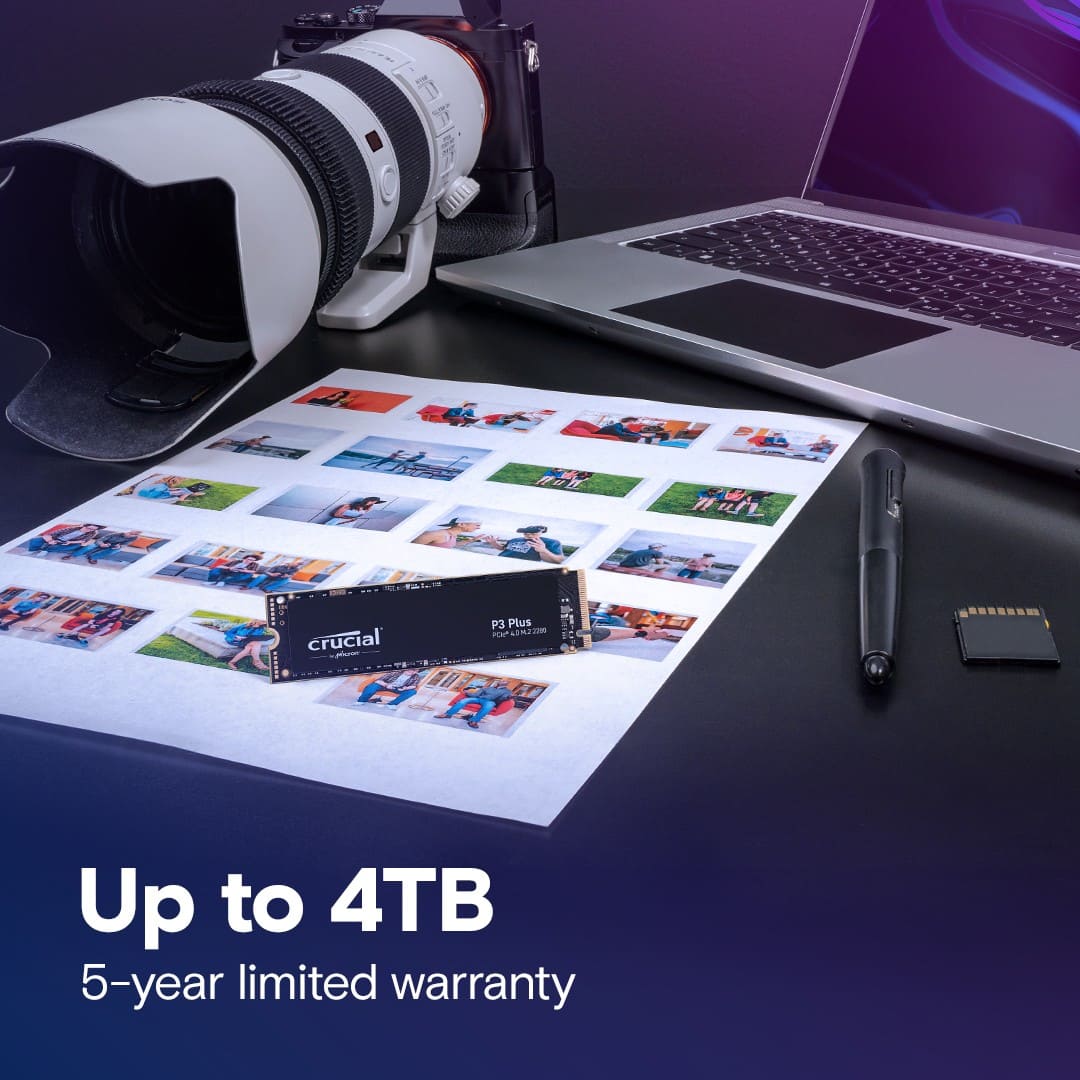 Crucial P3 Plus 4TB Up to 4TB 5-year limited warranty