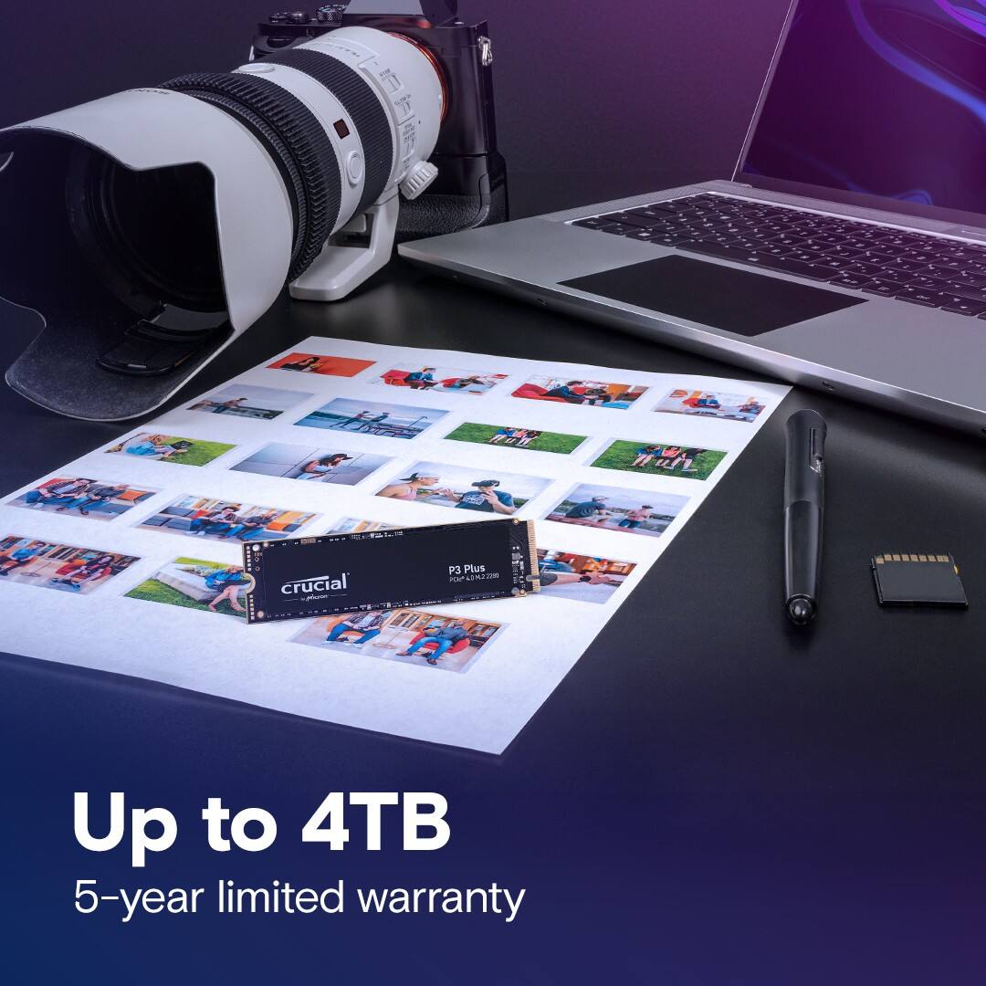 Crucial P3 Plus 4TB Up to 4TB 5-year limited warranty