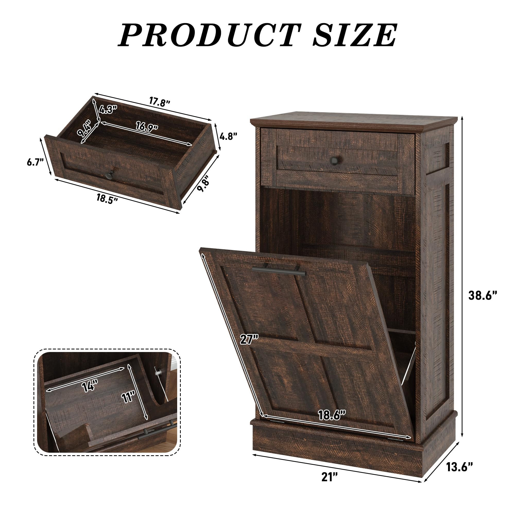 PRODUCT SIZE  
4.3" 9.4" 17.8" 16.9" 4.8" 6.7" 18.5" 9.8" 38.6" 27" 14" 11" 18.6" 21" 13.6"