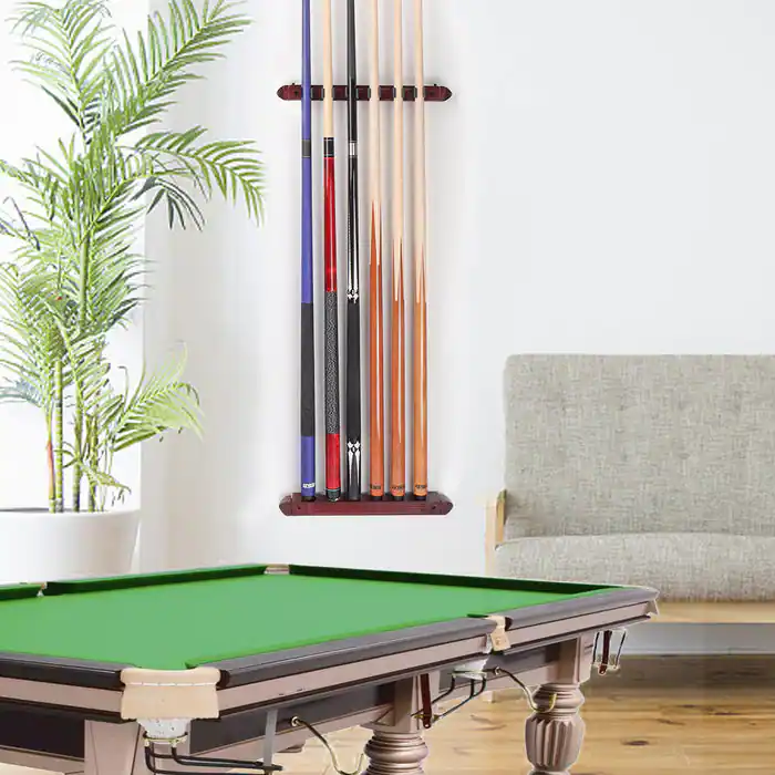 GSE Games & Sports Expert 2 Piece Wood 6 Billiard Pool Cue Rack Wall ...