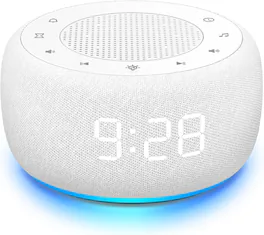 FINEAK - Sound Machine & Alarm Clock 2-in-1, Precise 30-Level Volume Noise Machine - White