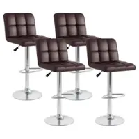 Costway - Modern Swivel Bar Stools Set of 4 with Heavy-duty Metal Base & Footrest Back - Brown - Front_Zoom