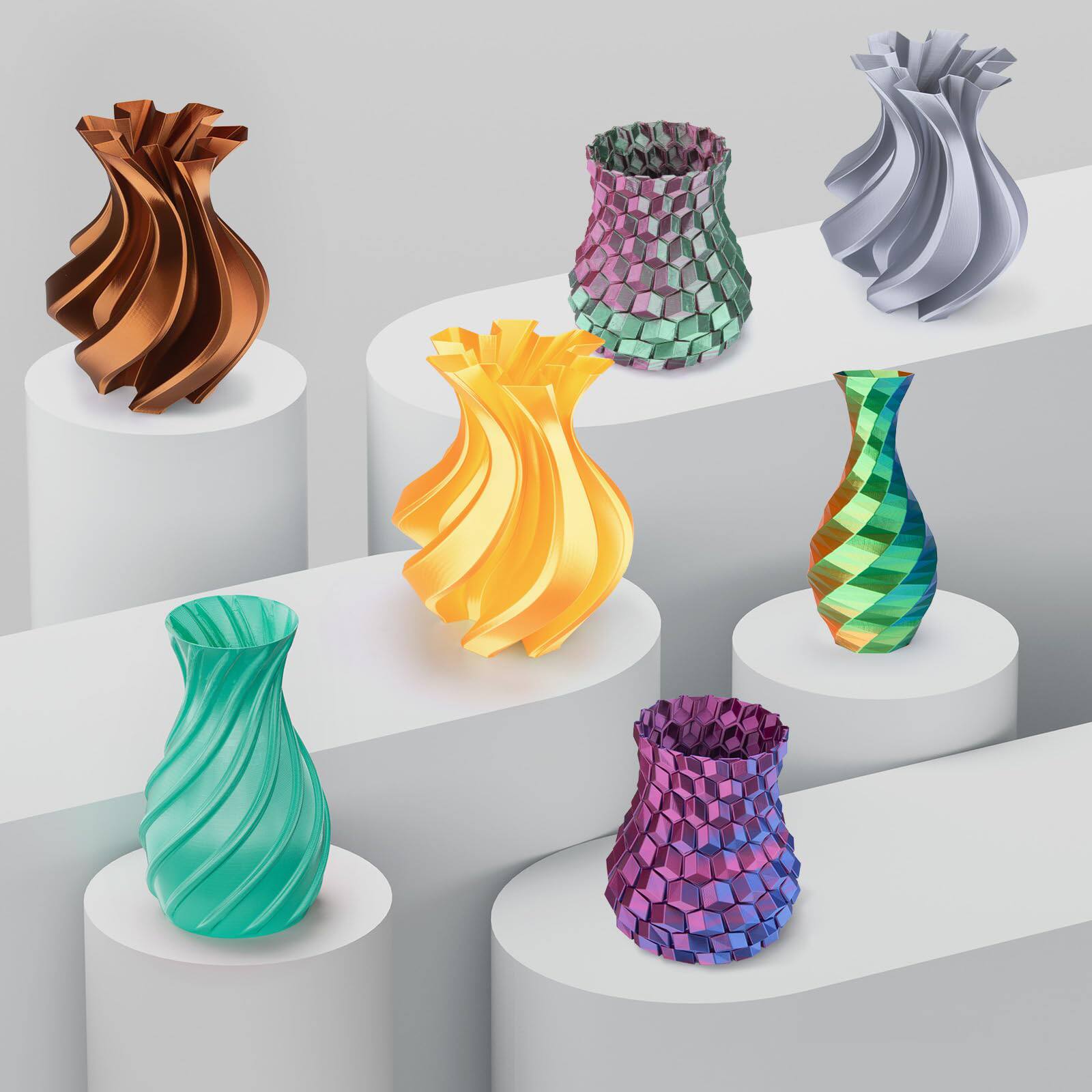 Alt View 3. GlowWise - Silk Copper PLA Filament, 1.75mm/1KG. ±0.02mm accuracy, universal FDM printer compatibility. - Silk Copper.