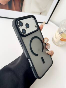 Dteck - Matte Frosted Magnetic Back Case for Apple iPhone 17 Pro Translucent Slim Cover - Black