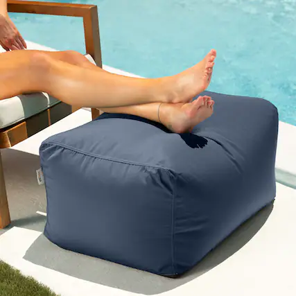 Front. Jaxx - Jaxx Leon Outdoor Bean Bag Ottoman, Navy Blue - Navy.