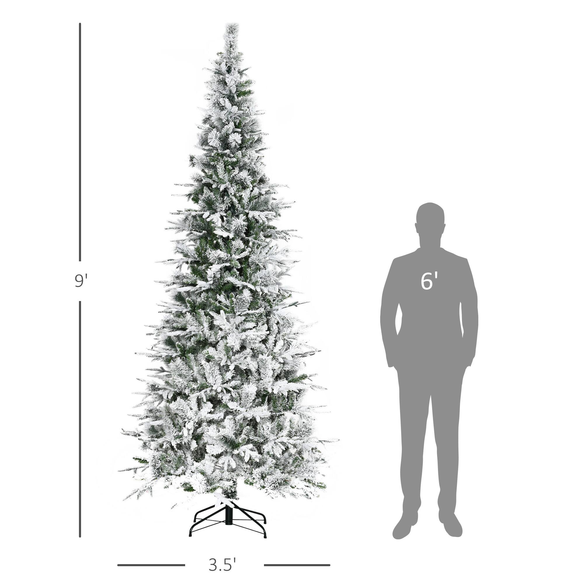 Alt View 2. Homcom - Unlit Snow Flocked Pine Artificial Christmas Tree with Realistic Branches and 1159 Tips - green.