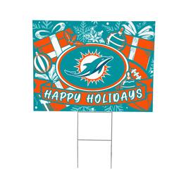 Evergreen Enterprises - Miami Dolphins 24" x 18" Happy Holidays Christmas Outdoor Staked Yard Sign - Multicolor