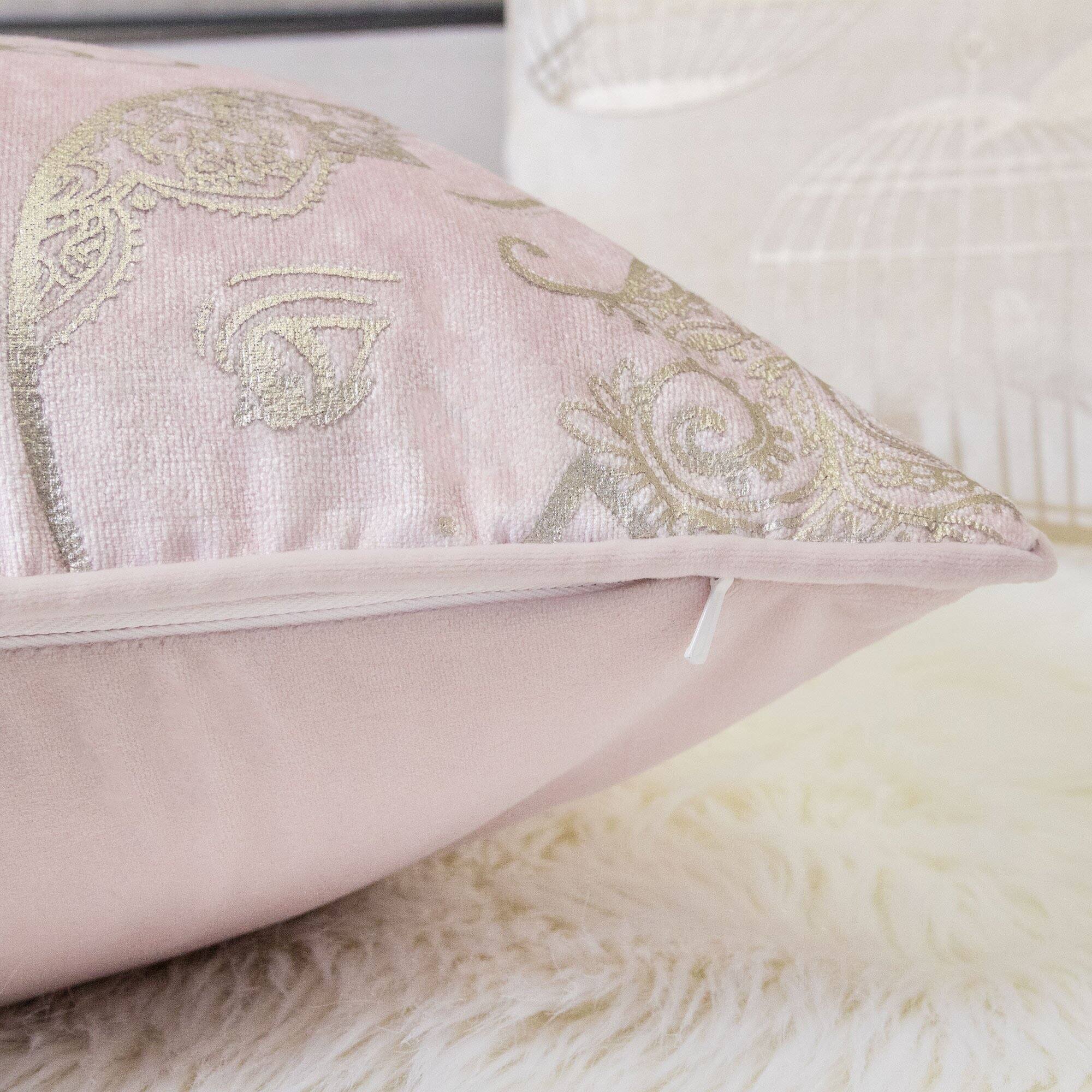 Left. LuXeo - Elephant Velvet Throw Pillow / Color:Blush - BLUSH.