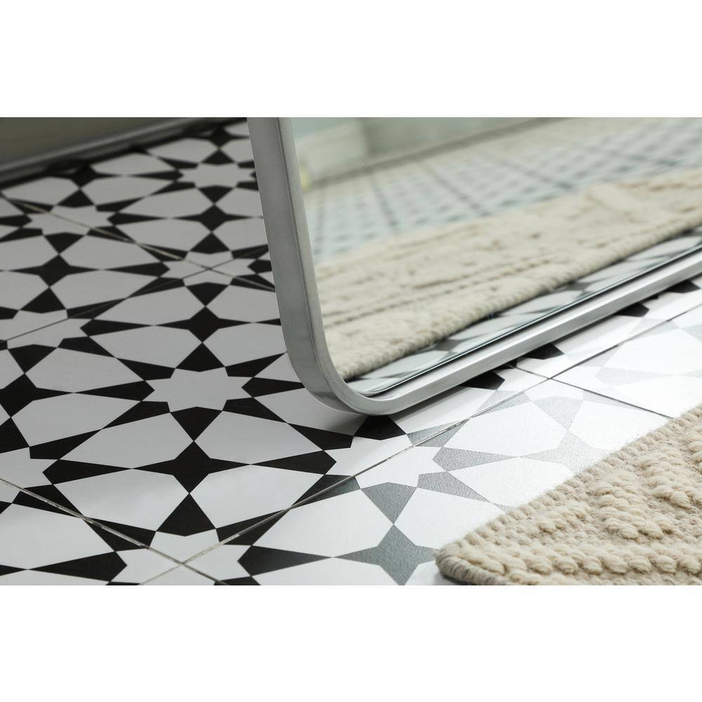 Alt View 3. Elegant Decor - Soft Corner Metal Rectangle Full Length Mirror 32x72 Inch in Silver - Silver.