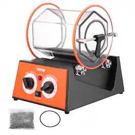 VEVOR - Jewelry Polisher Tumbler, 11lbs/5kg Capacity Mini Rotary Tumbler Machine with 0-60 Minutes Timer, 5 Speeds Jewelry - Orange + Black