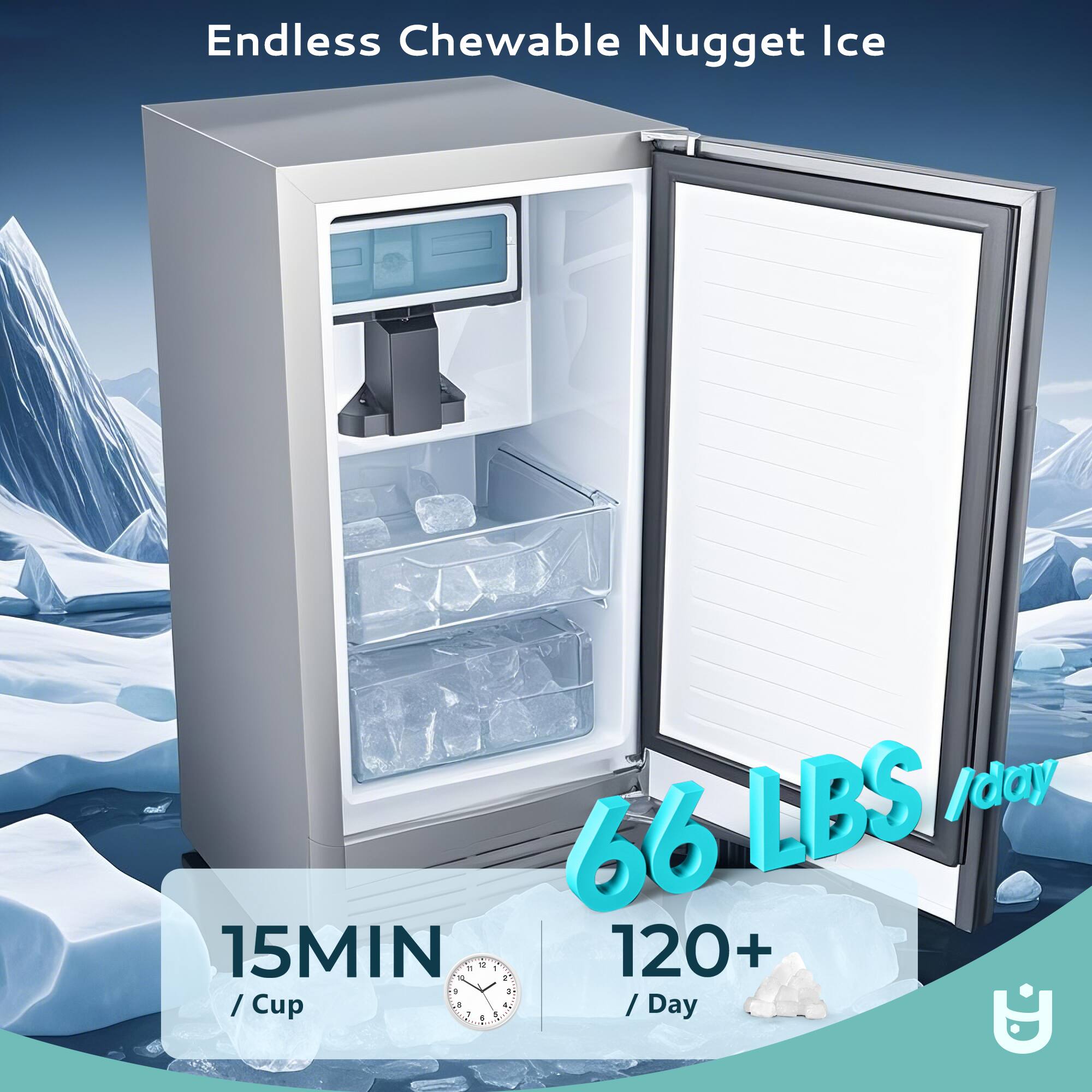 Endless Chewable Nugget Ice

66 LBS / day

15MIN / Cup

120+ / Day