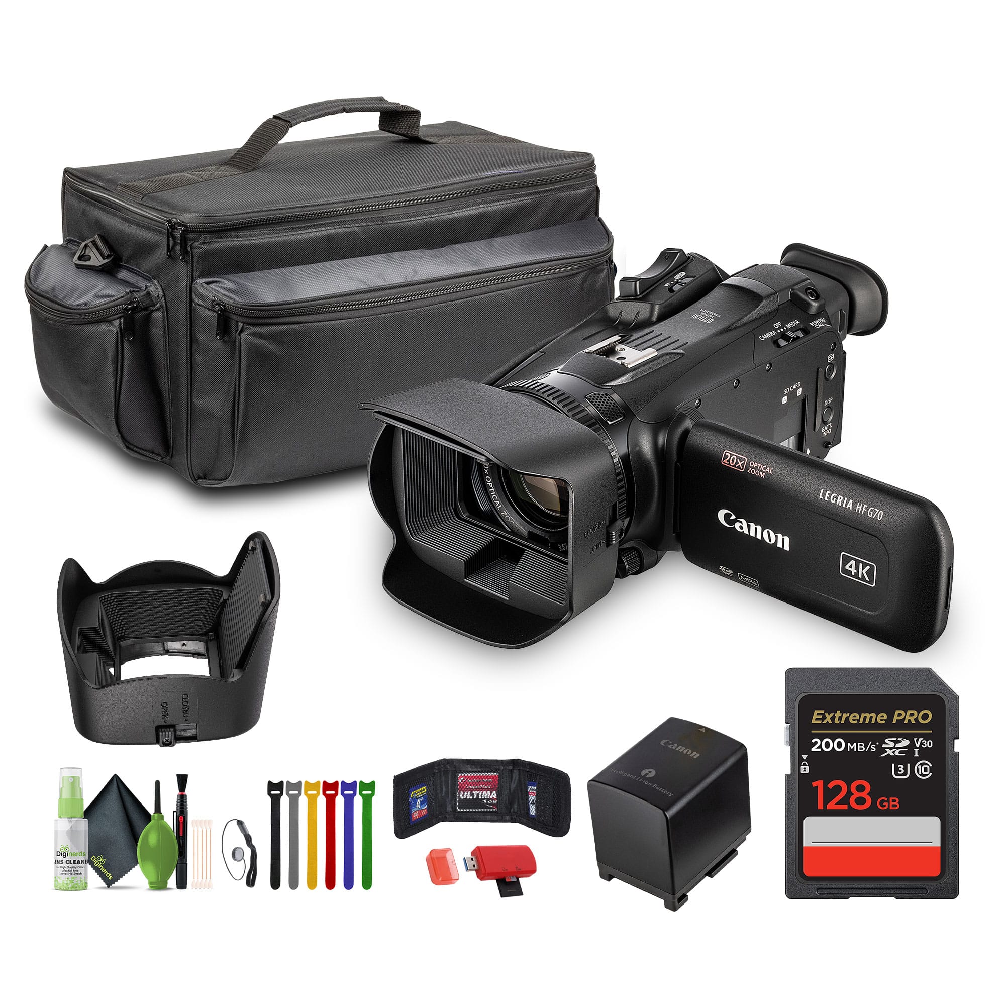Canon - LEGRIA HF G70 PAL UHD 4K Camcorder + 128GB Memory Card + Cleaning kit + More (International Model)