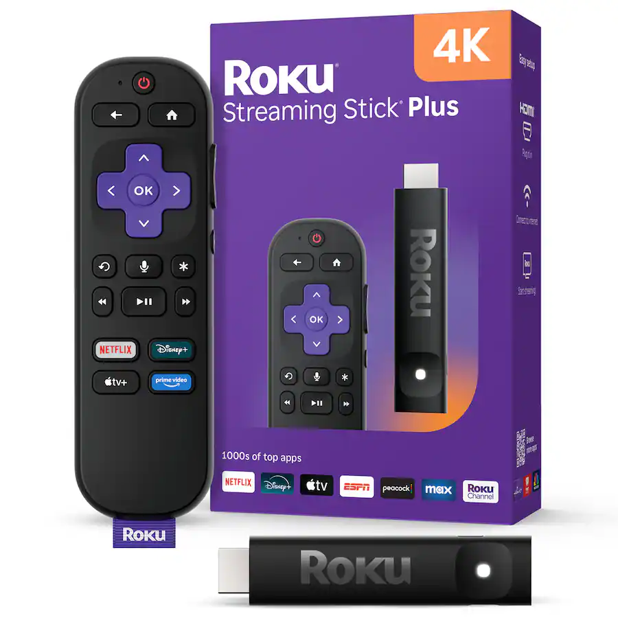Roku Streaming Stick Plus 2025 4K HDR Streaming Media Player for
