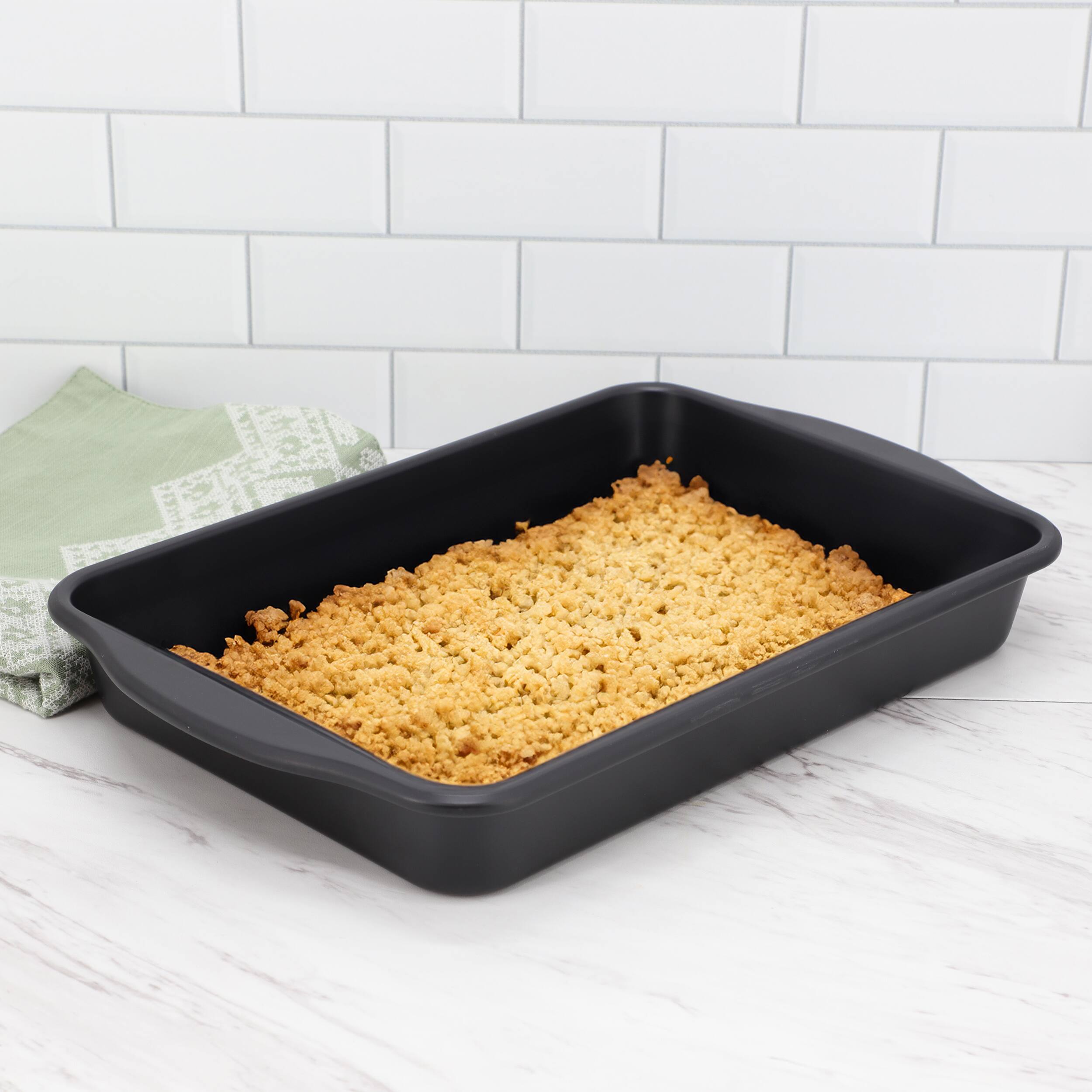 Alt View 3. Oster - Oster Teston Platinum Collection 13x9 Inch Nonstick Carbon Steel Baking Pan in Matte Black - Matte Black.