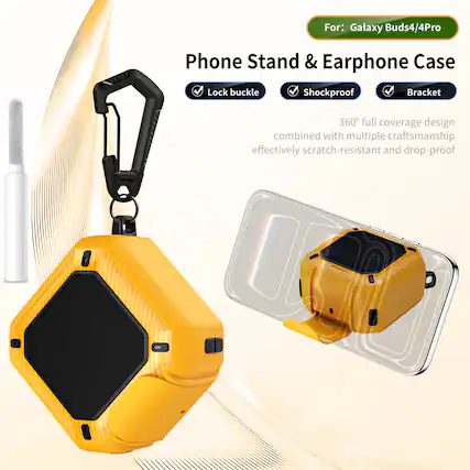For: Galaxy Buds4/4Pro
Phone Stand & Earphone Case
- Lock buckle
- Shockproof
- Bracket
360° full coverage design combined with multiple craftsmanship effectively scratch-resistant and drop-proof