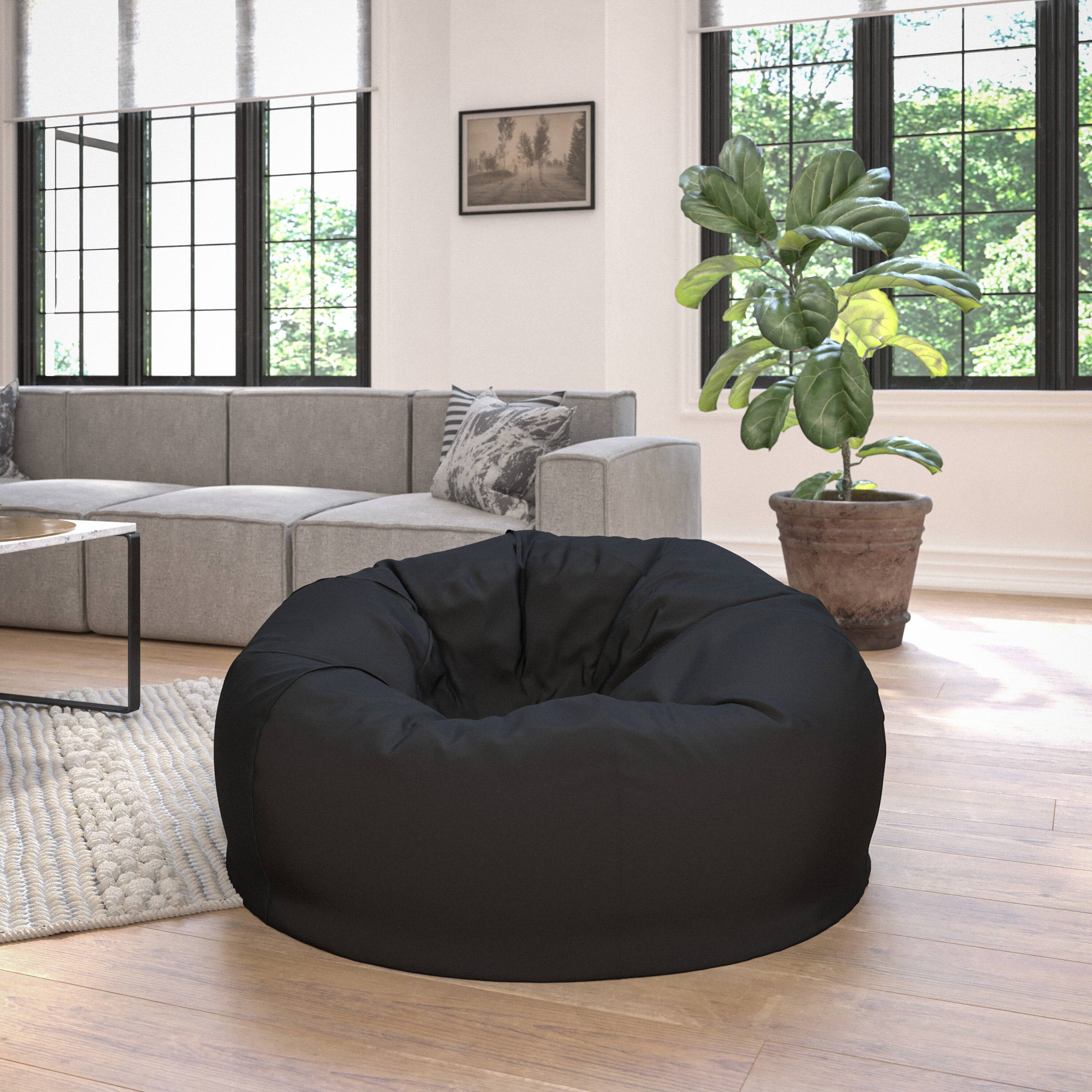 Alt View 1. Emma + Oliver - Oversized Bean Bag Chair for Kids and Adults - Black.
