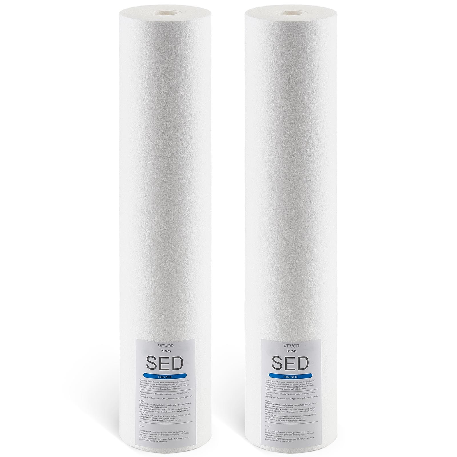 VEVOR - Whole House Water Filter Replacement Cartridge,4.5"x20" Polypropylene Sediment Filter for 3Stage Water Filtration System - White