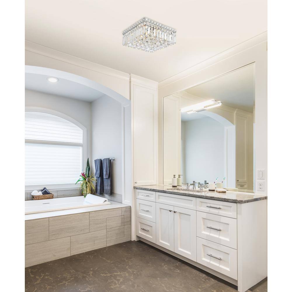 Angle. Elegant Lighting - Maxime 4 light Chrome Flush Mount Clear Royal Cut Crystal - Chrome.