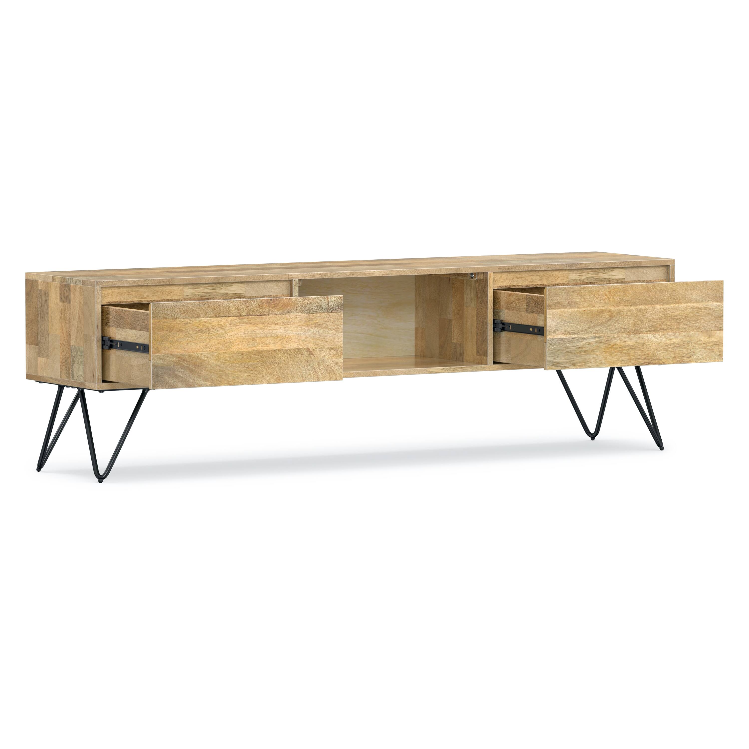 Back. Simpli Home - Hunter Solid Mango Wood 68 inch Wide Industrial TV Media Stand For TVs up to 75 inches - Natural.