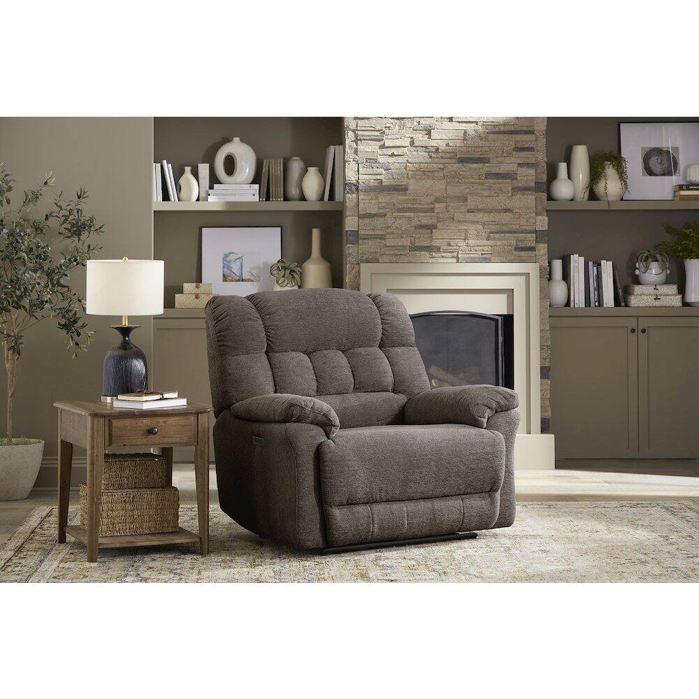 Angle. Heartland Furniture - Oversized Recliner Chair – Heavy-Duty Recliners with Wide Seat, Brown - Brown.