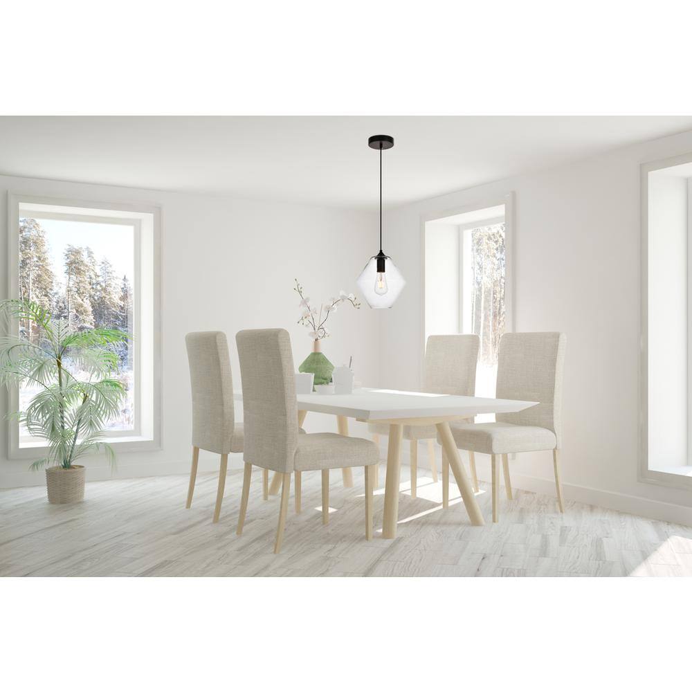 Angle. Living District - Placido Collection Pendant D9.4 H10.8 Lt:1 Black and Clear Finish - Black And Clear.