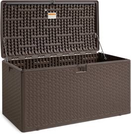 Yardgrace - 99-Gallon Lockable Outdoor Storage Box, Chest for Patio Cushions, Garden Tools and Pool Accessories - Brown