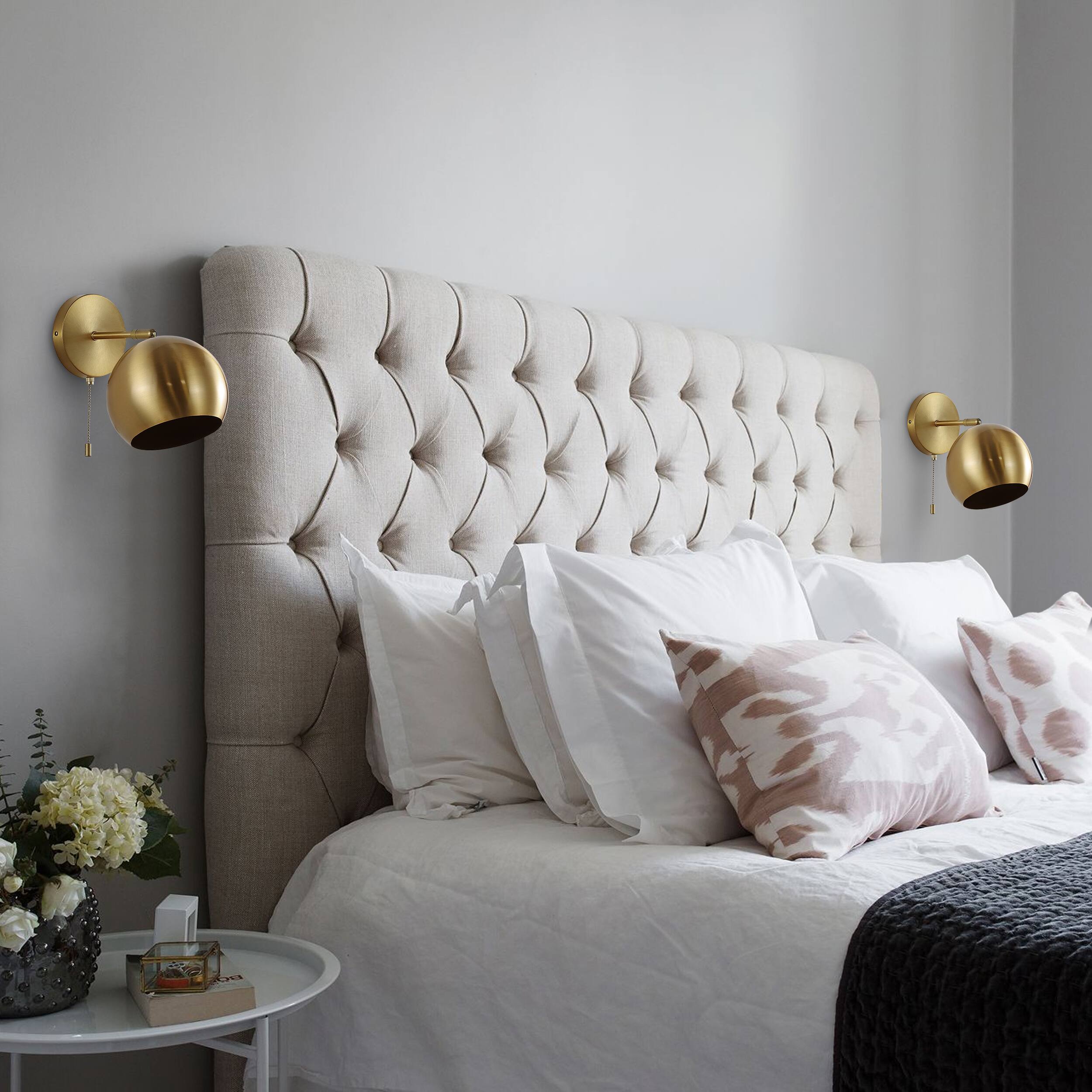 Alt View 7. Jonathan Y - Tierra 7" 1-Light Modern Midcentury Iron LED Sconce with Pull-Chain Switch, Brass Gold (Set of 2) - Brass Gold.