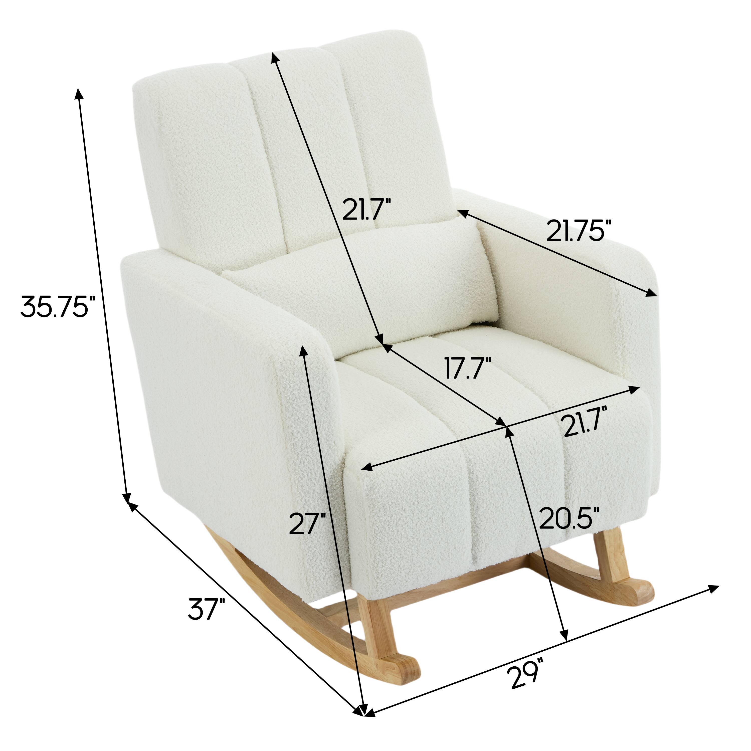 - Height: 35.75"
- Width: 37"
- Depth: 29"
- Seat Height: 17.7"
- Seat Depth: 20.5"
- Armrest Height: 21.7"
- Back Height: 21.75"
- Armrest Width: 21.7"
- Seat Width: 27"
