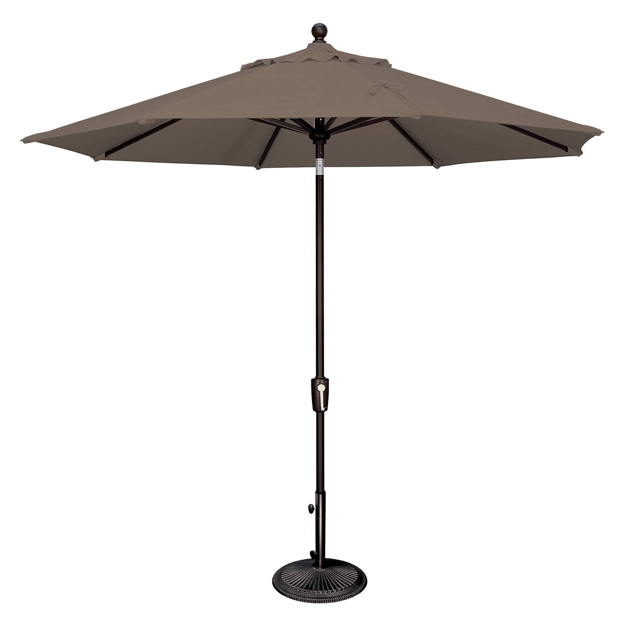 Mondawe - 9' Octagon Patio Umbrella Push Button Tilt Black Frame - Taupe